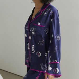 Uo purple starry night night long sleeve sleep top